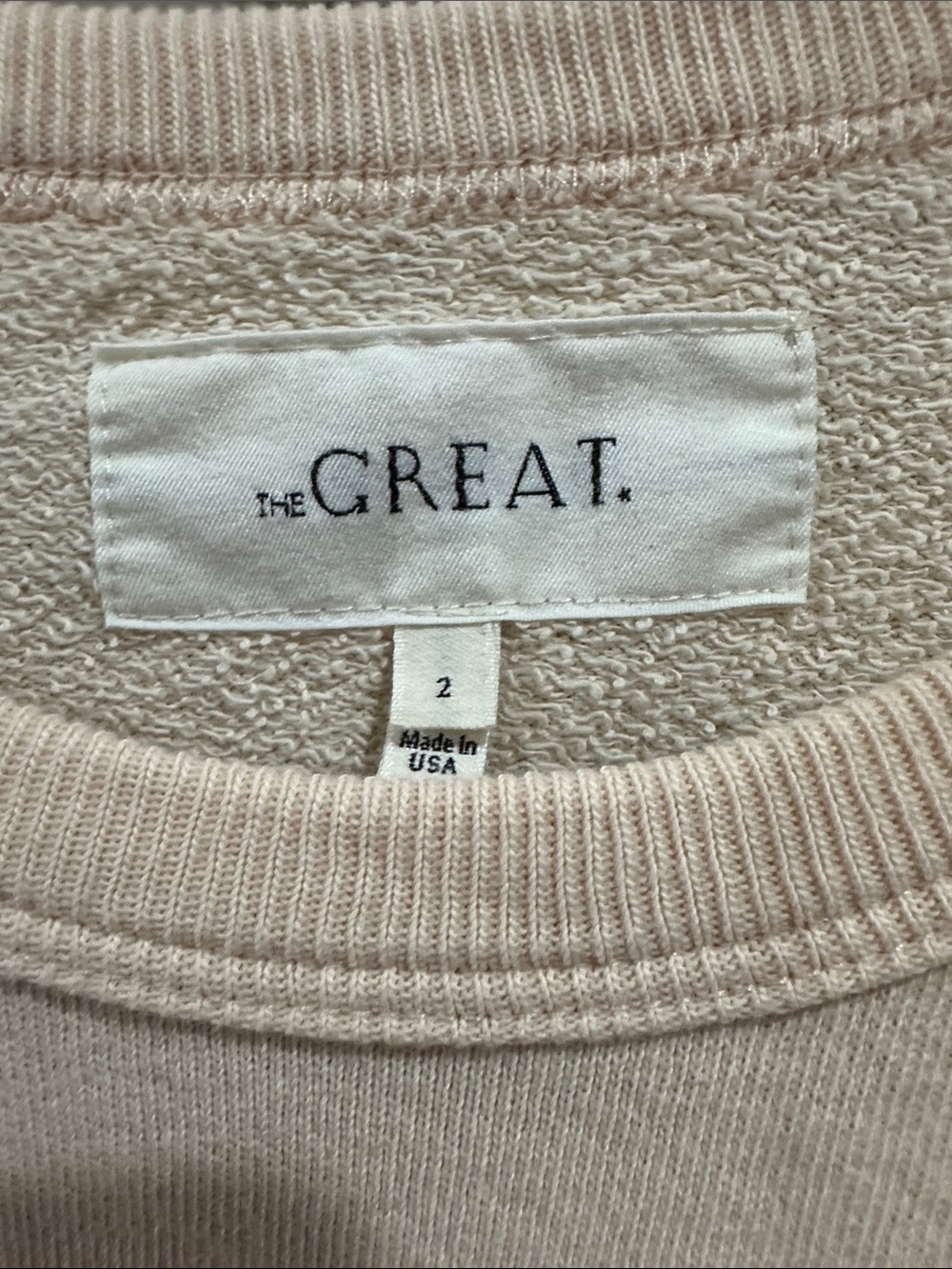 THE GREAT. Cream Crewneck Sweatshirt with Multicolor Embroidery - Picture 2 of 5